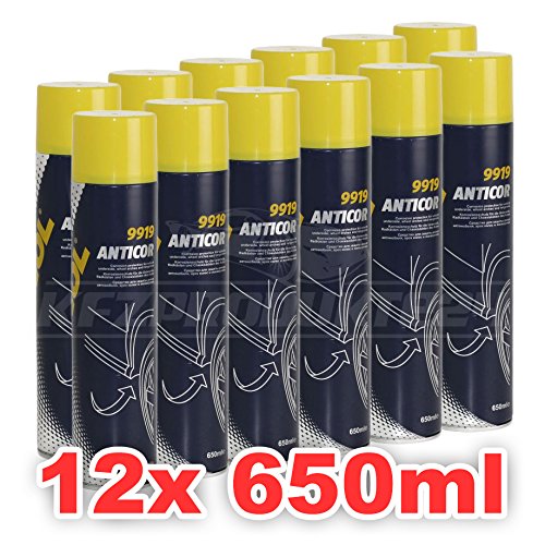 MANNOL Anticor - Unterbodenschutz Spray,überlackierbar und schnelltrocknend, schwarz, 12 x 650ml von MANNOL