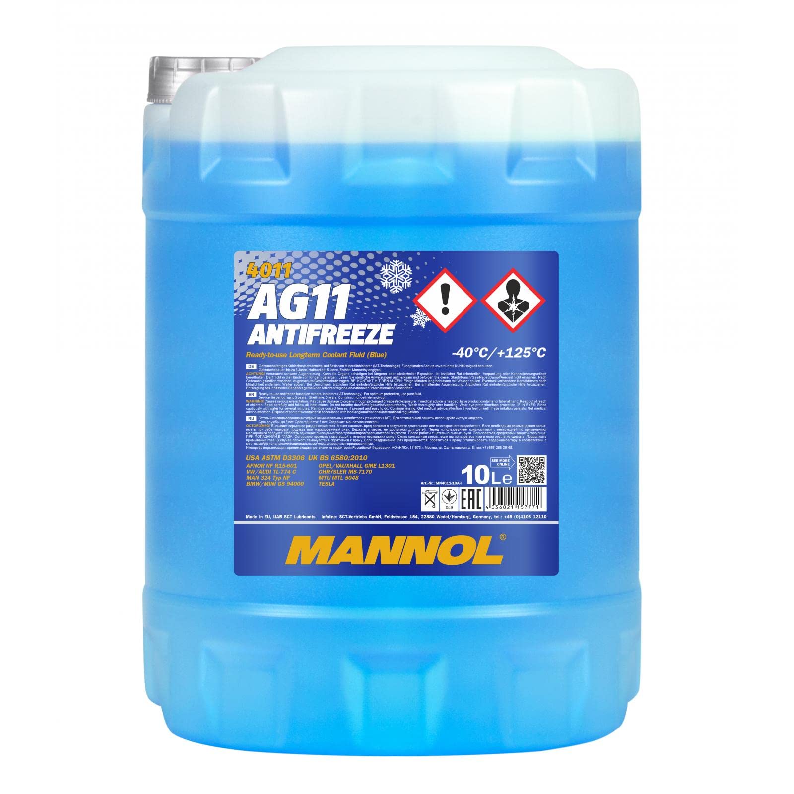 MANNOL Antifreeze AG11-40 Kühlerfrostschutz Kühlmittel, 10 Liter von MANNOL