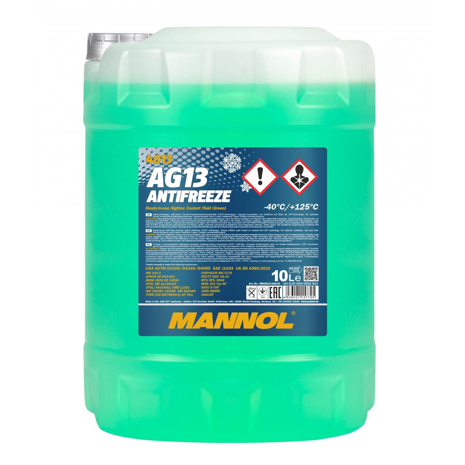 MANNOL Antifreeze AG13-40 Kühlerfrostschutz Kühlmittel, 10 Liter von MANNOL