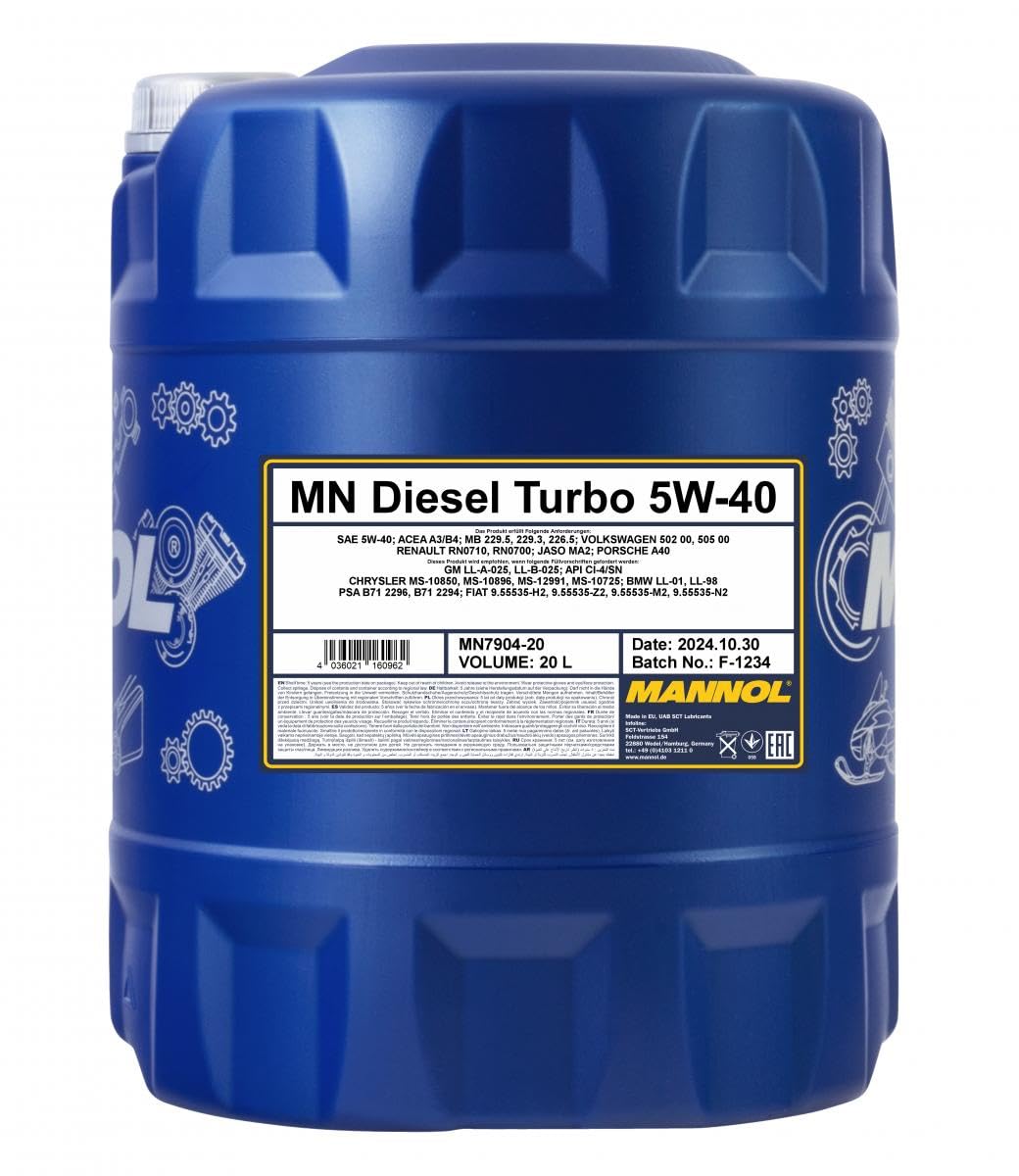 Original MANNOL 1x20 Liter Diesel Turbo 5W-40 API CI-4/SL Öl Motoröl MN7904-20 von MANNOL