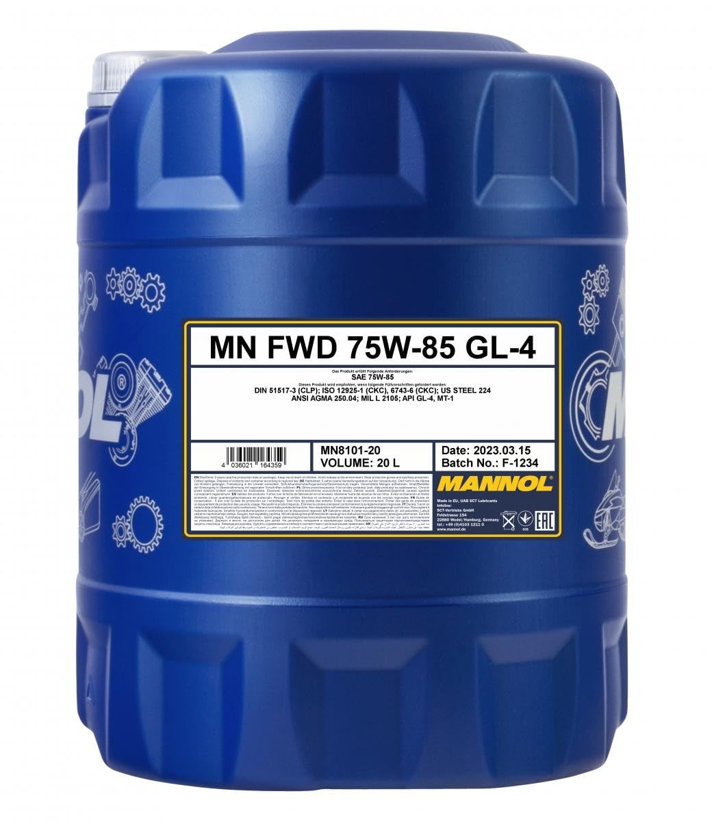 20 Liter Original MANNOL Getriebeöl FWD Getriebeoel 75W-85 API GL 4 Gear Oil von MANNOL
