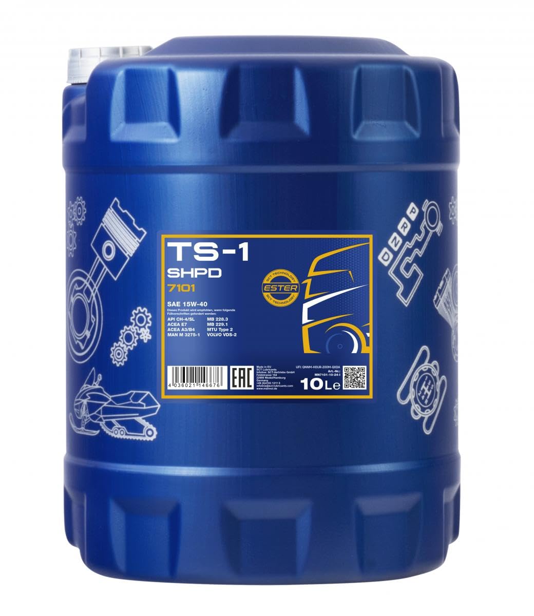 MANNOL MN7101-10 TS-1 15W-40 SHPD 15W-40 API CH-4/CG-4/CF-4/SL Motorenöl, 10 Liter von MANNOL