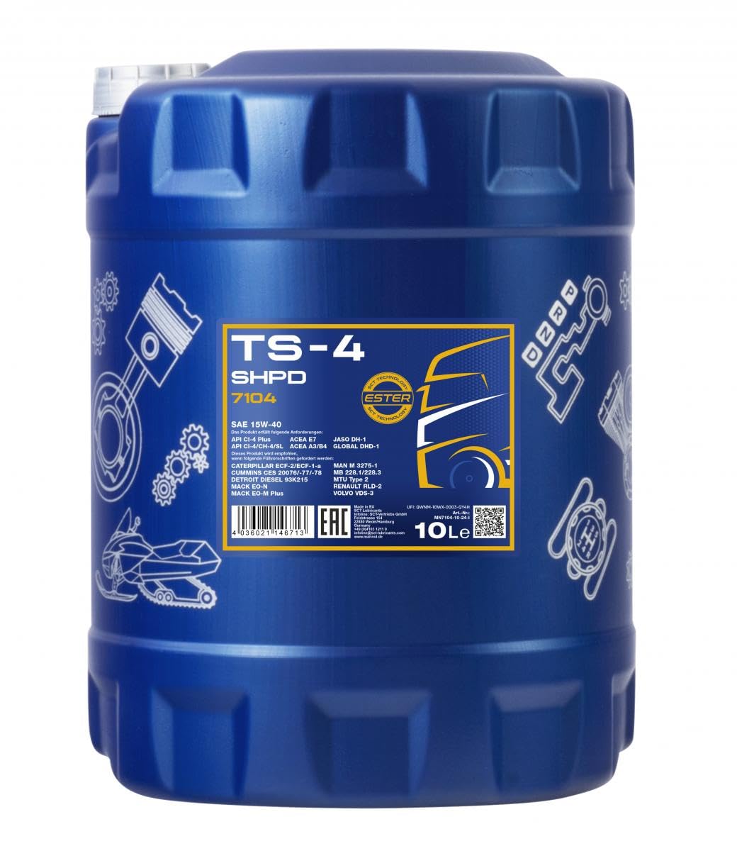 10 Liter Orignal MANNOL Motoröl TS-4 SHPD 15W-40 API Engine Oil Öl LKW Busse von MANNOL