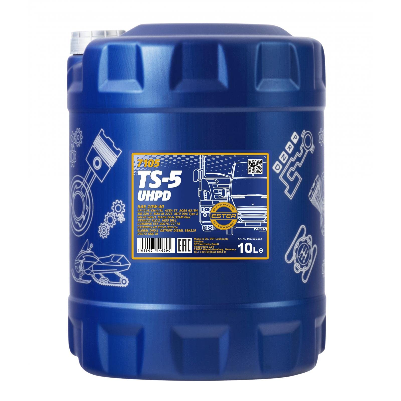 10 Liter Orignal MANNOL Motoröl TS-5 UHPD 10W-40 API Engine Oil Öl von MANNOL