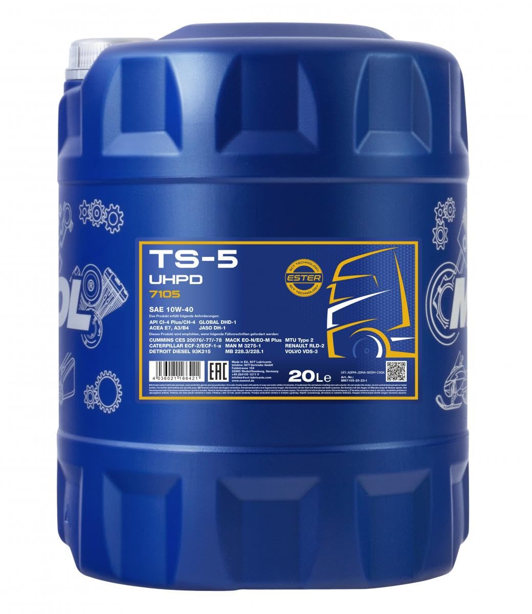 20 Liter Orignal MANNOL Motoröl TS-5 UHPD 10W-40 API Engine Oil Öl von MANNOL