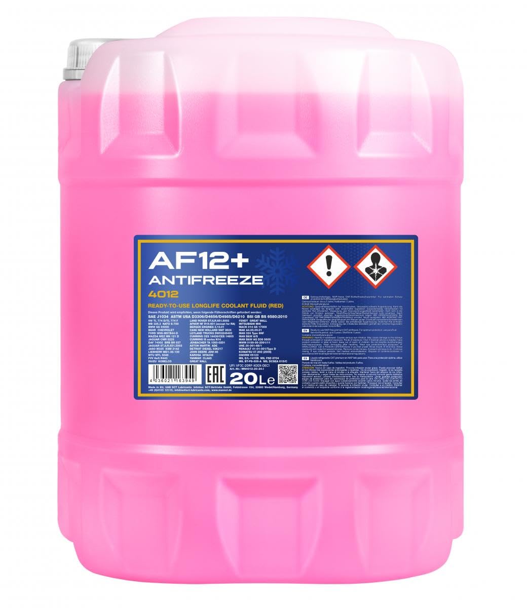 MANNOL Kühlerfrostschutz AF12+ - 1x20 Liter rosa bis -40°C für G12+ Frostschutz von MANNOL