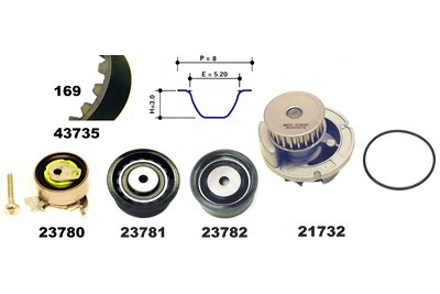 Mapco Wasserpumpe + Zahnriemensatz [Hersteller-Nr. 41735/1] für Opel, Vauxhall von MAPCO