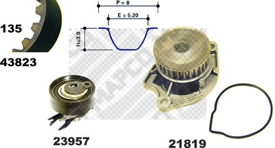 Mapco Wasserpumpe + Zahnriemensatz [Hersteller-Nr. 41823/1] für Seat, VW von MAPCO