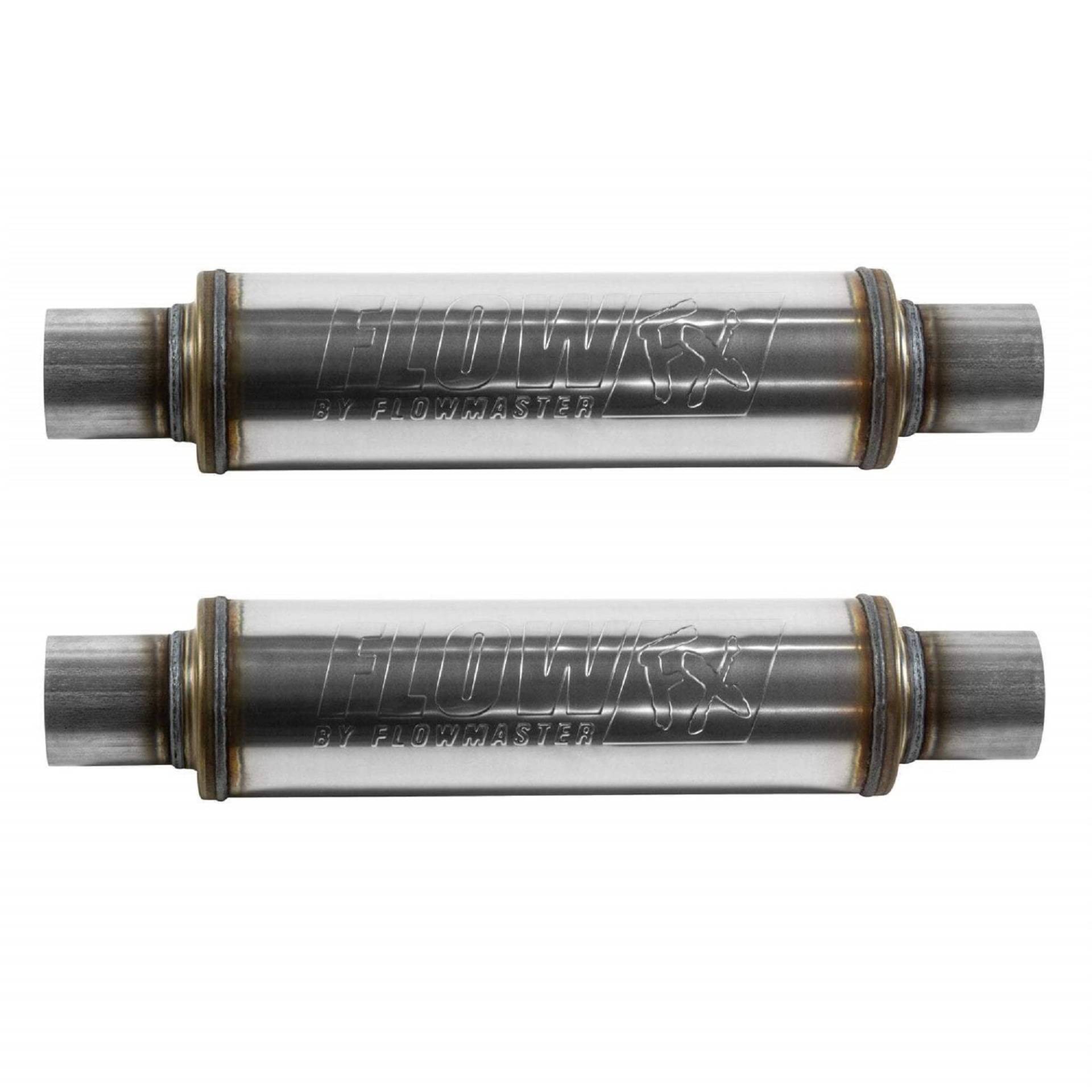 Flowmaster Flowmaster FlowFX Schalldämpfer (2 Stück), 2,25 Zoll und Ausgang, Rundkörper, moderater Sound. MAPerformance von MAPerformance
