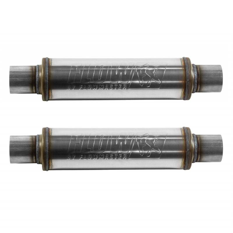 Flowmaster Flowmaster FlowFX Schalldämpfer (2 Stück), 2,25 Zoll und Ausgang, Rundkörper, moderater Sound. MAPerformance von MAPerformance