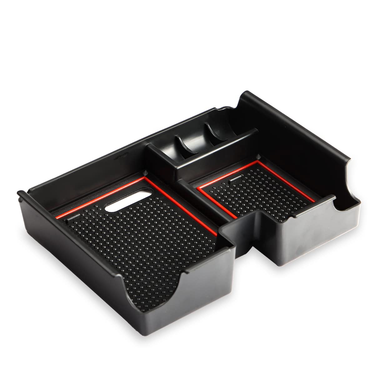 MARCHFA Mittelkonsolen-Organizer-Tablett passend für Evoque 2011–2018 Armlehnenbox, Sekundäraufbewahrung, Zubehör mit rutschfester Matte (rot) von MARCHFA