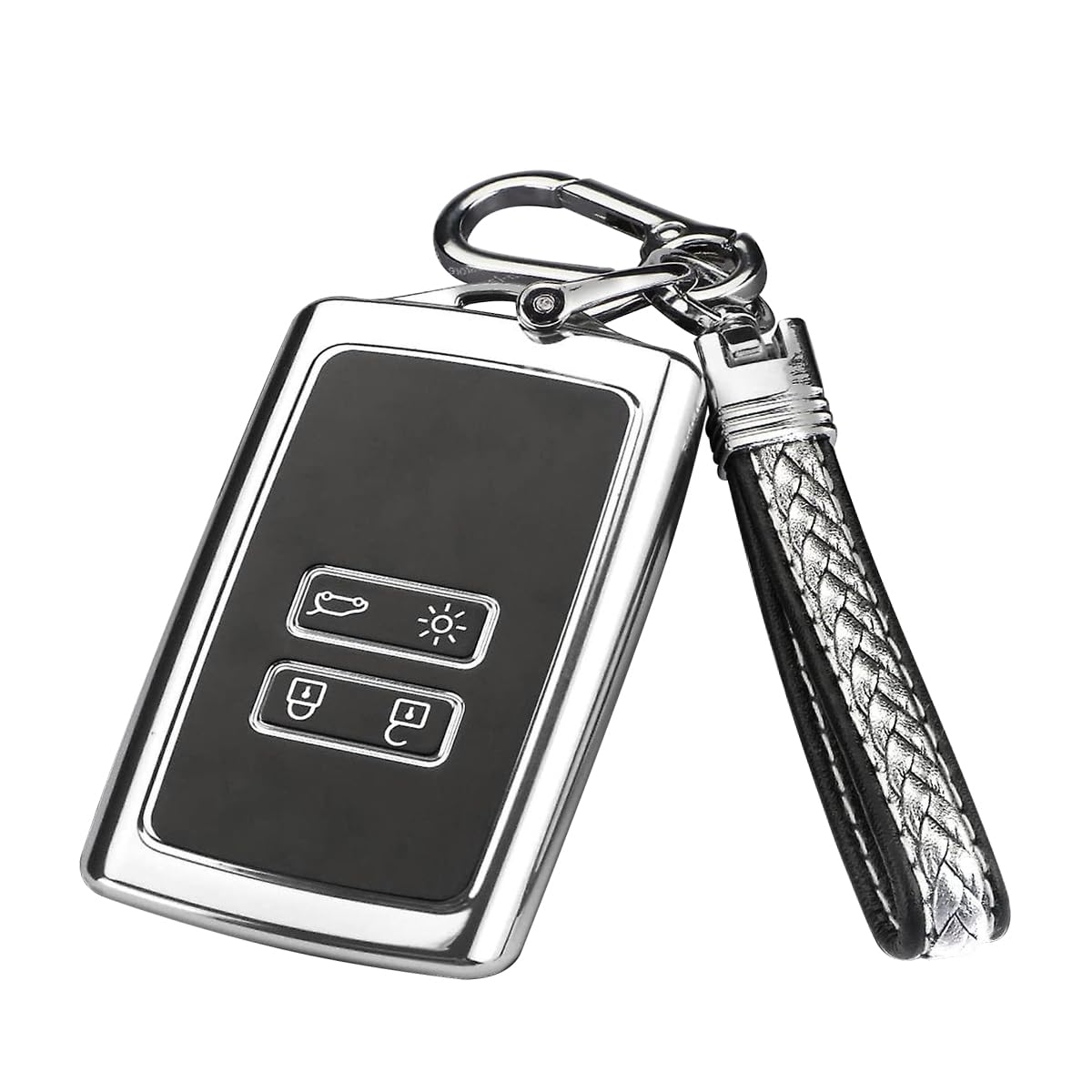 MARCHFA Schlüsselgehäuse Schlüsselhülle für Captur Clio Megane Kadjar Koleos 2 Schlüsselhülle TPU 4 Tasten Silber 1 Stück von MARCHFA