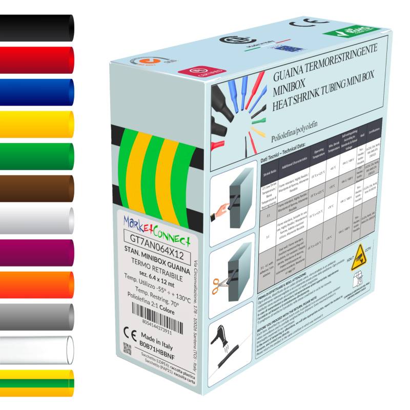 MarketConnect® Schrumpfschlauch Ø 16 mm, L 6m • GELB-GRÜN • MINIBOX 2:1 BIG von MARKETCONNECT