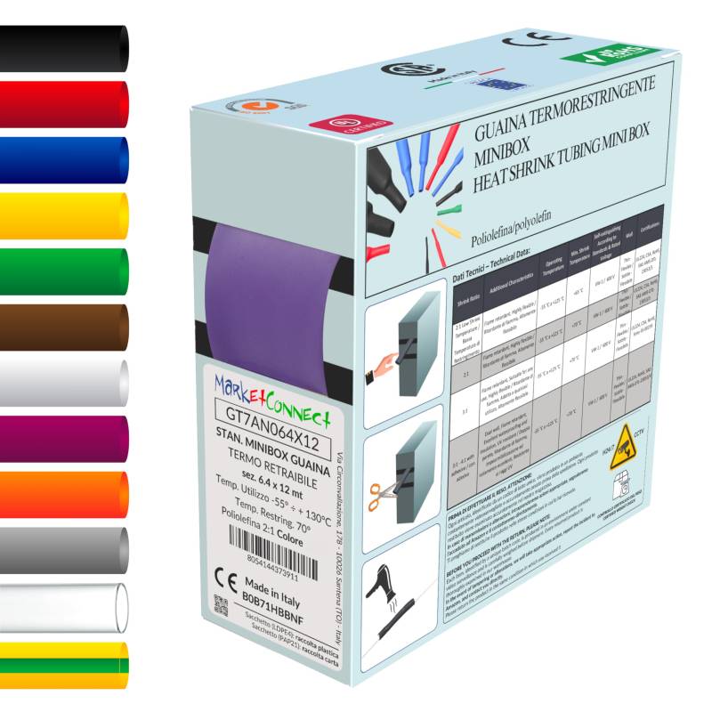 MarketConnect® Schrumpfschlauch Ø 6,4 mm, L 12m • VIOLETT • MINIBOX 2:1 STANDARD von MARKETCONNECT