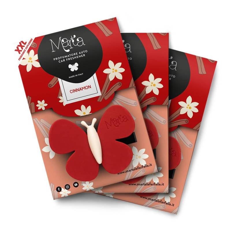 MARTA LA FARFALLA Cinnamon XXL - Tris Auto-Lufterfrischer: Zimt Duft und Lufterfrischer für Auto XXL - Set 3 Stück von Marta la farfalla