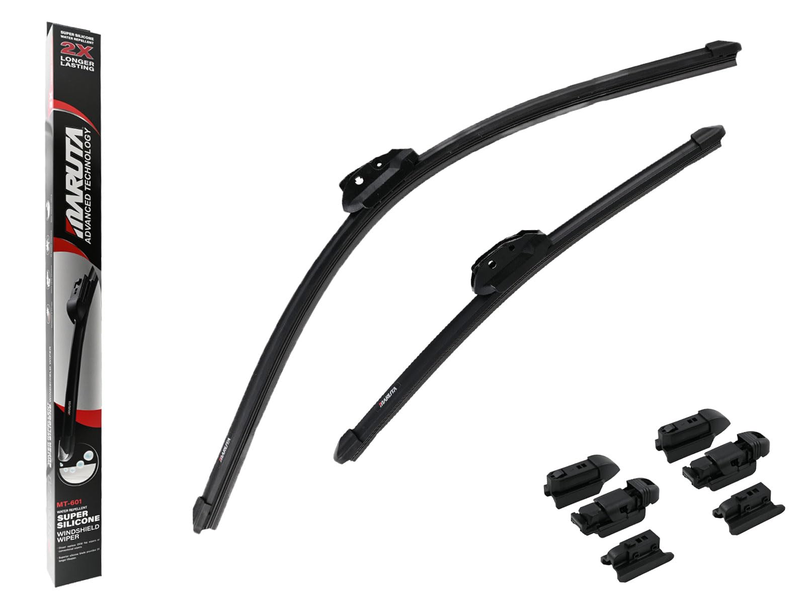 MARUTA Lotus Perl-Effekt Scheibenwischer SET 600 mm / 400 mm - universal - vorne, Aero-dynamik optimierte Wischerblätter aus exklusiver Silikon / Gummimischung (made in Japan) von MARUTA