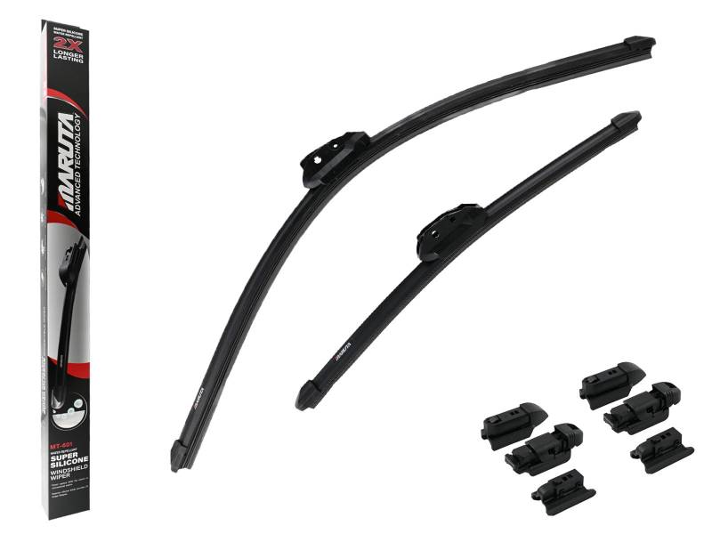 MARUTA Lotus Perl-Effekt Scheibenwischer SET 600 mm / 400 mm - universal - vorne, Aero-dynamik optimierte Wischerblätter aus exklusiver Silikon / Gummimischung (made in Japan) von MARUTA