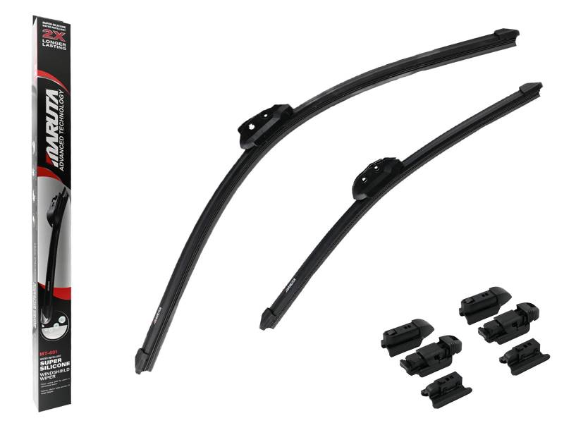 MARUTA Lotus Perl-Effekt Scheibenwischer SET 600 mm / 450 mm - universal - vorne, Aero-dynamik optimierte Wischerblätter aus exklusiver Silikon / Gummimischung (made in Japan) von MARUTA