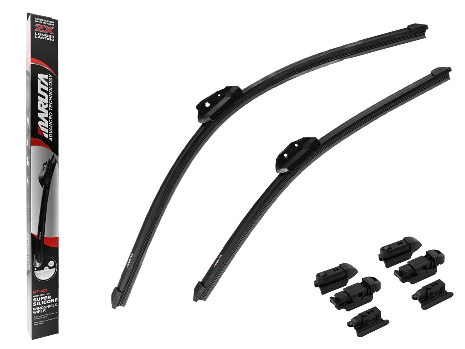MARUTA Lotus Perl-Effekt Scheibenwischer SET 600 mm / 475 mm (600mm/480mm) - universal - vorne, Aero-dynamik optimierte Wischerblätter aus exklusiver Silikon / Gummimischung (made in Japan) von MARUTA