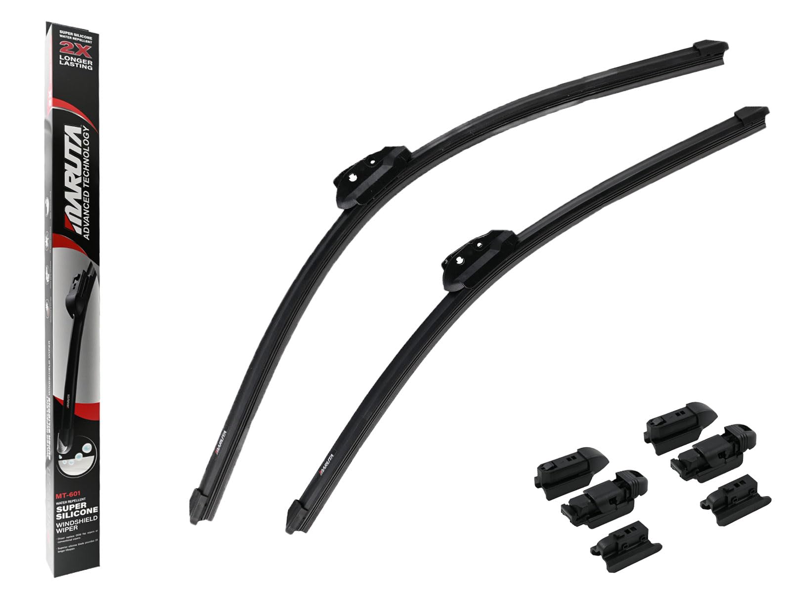 MARUTA Lotus Perl-Effekt Scheibenwischer SET 600 mm / 525 mm (600mm/530mm) - universal - vorne, Aero-dynamik optimierte Wischerblätter aus exklusiver Silikon / Gummimischung (made in Japan) von MARUTA