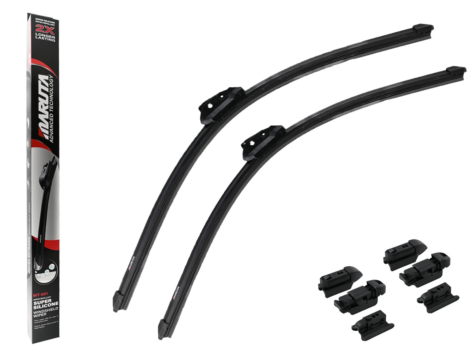 MARUTA Lotus Perl-Effekt Scheibenwischer SET 600 mm / 550 mm - universal - vorne, Aero-dynamik optimierte Wischerblätter aus exklusiver Silikon / Gummimischung (made in Japan) von MARUTA
