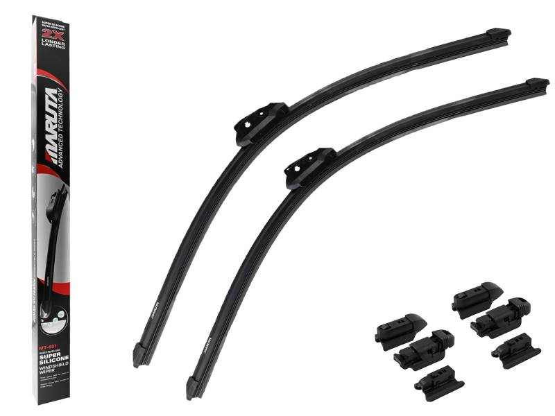 MARUTA Lotus Perl-Effekt Scheibenwischer SET 600 mm / 550 mm - universal - vorne, Aero-dynamik optimierte Wischerblätter aus exklusiver Silikon / Gummimischung (made in Japan) von MARUTA