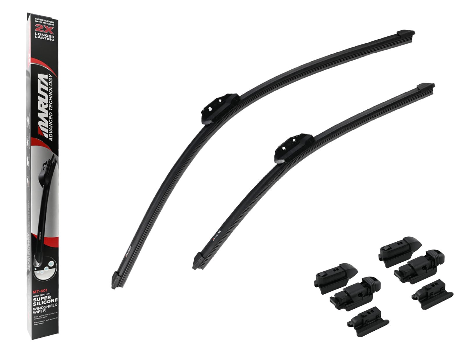 MARUTA Lotus Perl-Effekt Scheibenwischer SET 650 mm / 475 mm (650mm/480mm) - universal - vorne, Aero-dynamik optimierte Wischerblätter aus exklusiver Silikon / Gummimischung (made in Japan) von MARUTA