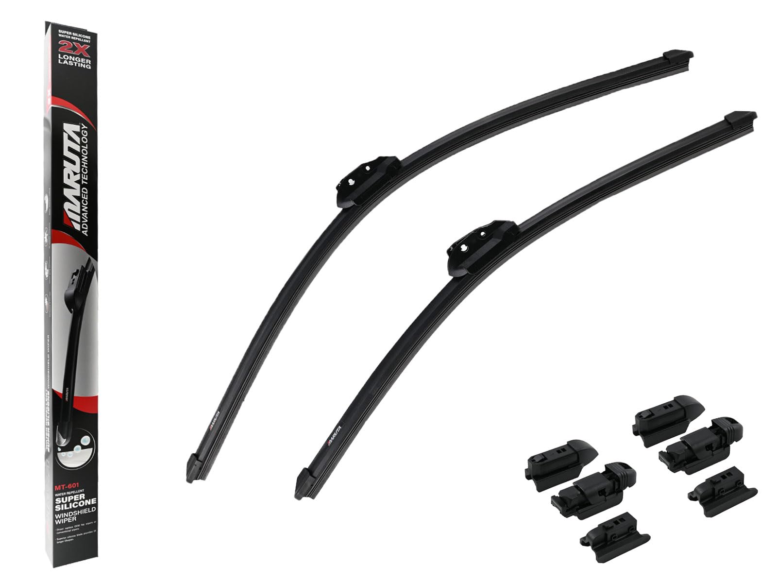 MARUTA Lotus Perl-Effekt Scheibenwischer SET 650 mm / 525mm (650mm/530mm) - universal - vorne, Aero-dynamik optimierte Wischerblätter aus exklusiver Silikon / Gummimischung (made in Japan) von MARUTA