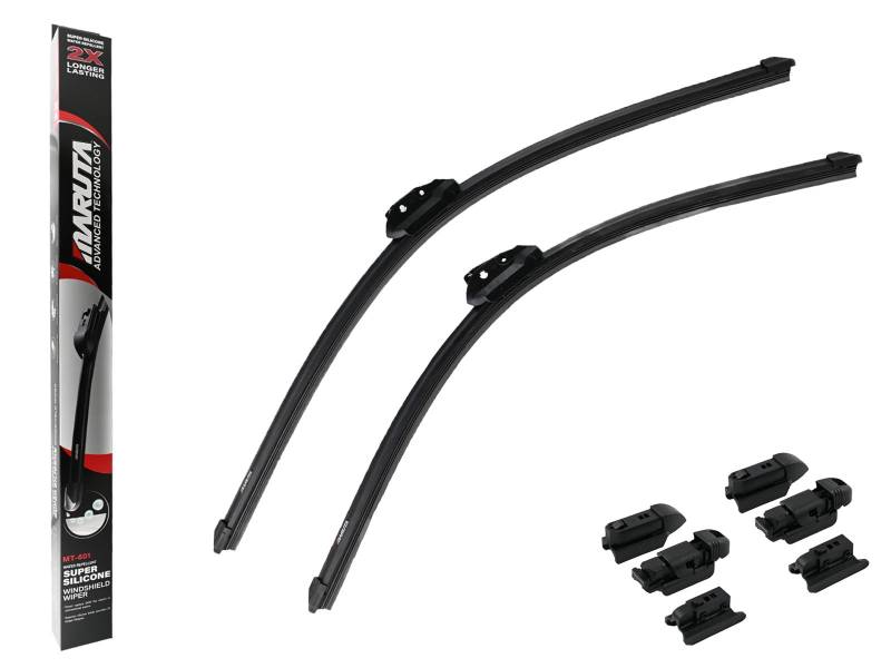 MARUTA Lotus Perl-Effekt Scheibenwischer SET 650 mm / 550 mm - universal - vorne, Aero-dynamik optimierte Wischerblätter aus exklusiver Silikon / Gummimischung (made in Japan) von MARUTA