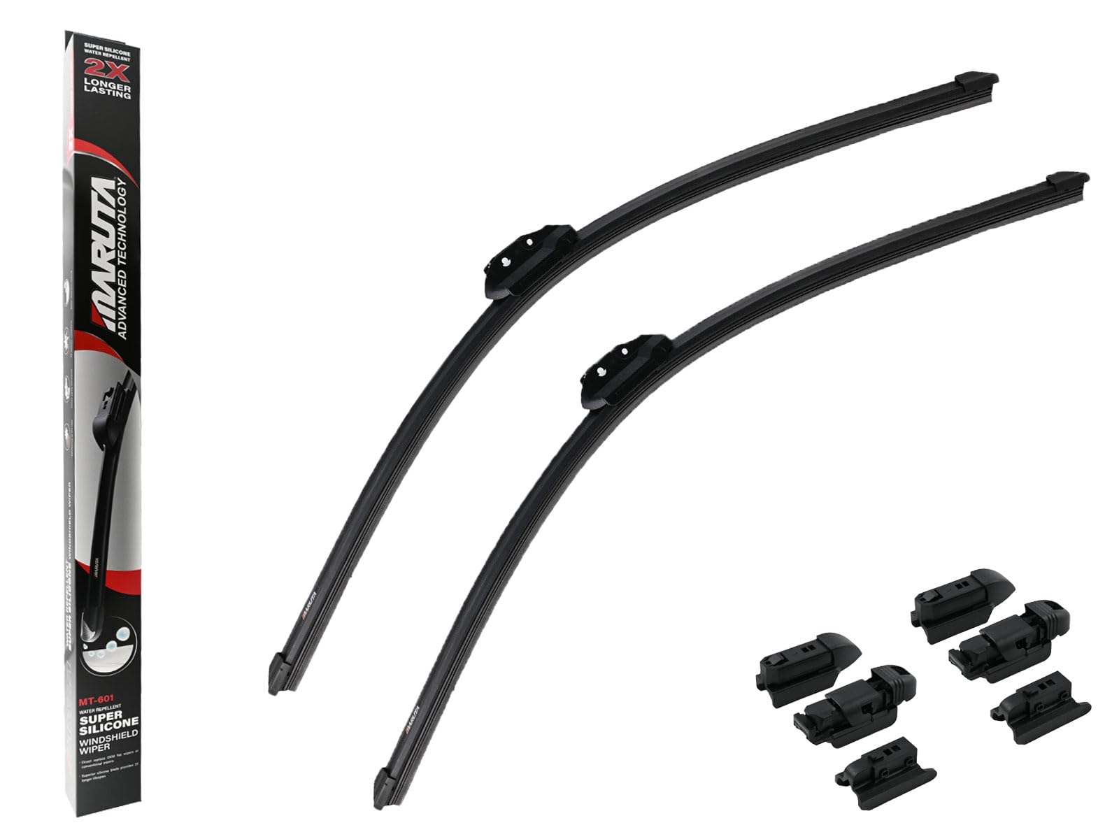 MARUTA Lotus Perl-Effekt Scheibenwischer SET 650 mm / 650 mm - universal - vorne, Aero-dynamik optimierte Wischerblätter aus exklusiver Silikon / Gummimischung (made in Japan) von MARUTA