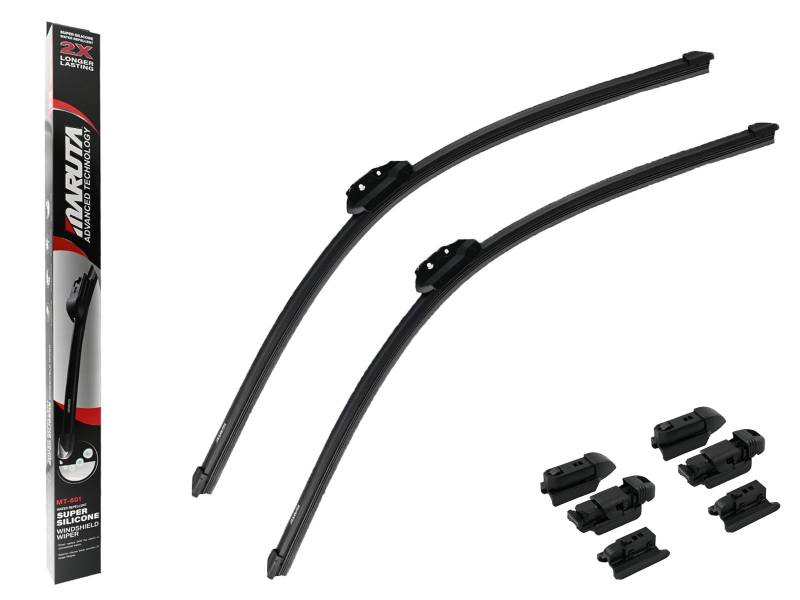 MARUTA Lotus Perl-Effekt Scheibenwischer SET 650 mm / 650 mm - universal - vorne, Aero-dynamik optimierte Wischerblätter aus exklusiver Silikon / Gummimischung (made in Japan) von MARUTA