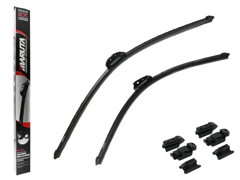 MARUTA Lotus Perl-Effekt Scheibenwischer SET 700 mm / 550 mm - universal - vorne, Aero-dynamik optimierte Wischerblätter aus exklusiver Silikon / Gummimischung (made in Japan) von MARUTA