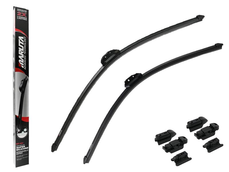 MARUTA Lotus Perl-Effekt Scheibenwischer SET 700 mm / 650 mm - universal - vorne, Aero-dynamik optimierte Wischerblätter aus exklusiver Silikon / Gummimischung (made in Japan) von MARUTA