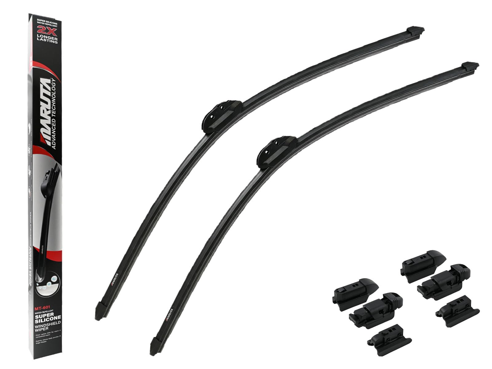 MARUTA Lotus Perl-Effekt Scheibenwischer SET 700 mm / 700 mm - universal - vorne, Aero-dynamik optimierte Wischerblätter aus exklusiver Silikon / Gummimischung (made in Japan) von MARUTA