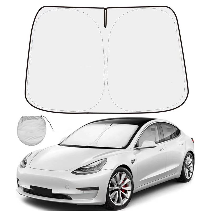 MASHA Auto Windschutzscheibe Sonnenschutz Kompatibel für Tesla Blocks UV Strahlen Sonnenblende Schutz, Frontscheibe Sonnenschutz Visier für Tesla Model 3 Model Y 2016-2022 Zubehör von MASHA