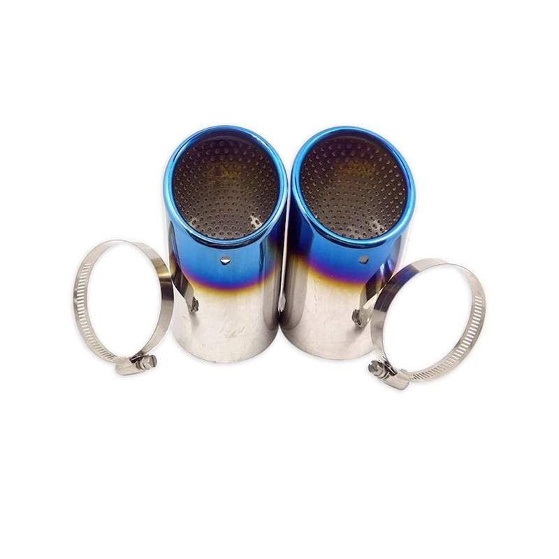 Autoschalldämpfer 2 Stück Edelstahl-Auspuffschalldämpfer Für VW Für P&assat B6 3C EOS CC 2005-2012 Endrohr-Schalldämpfer-Endstück Auspuffrohr(Blue) von MASHRGX