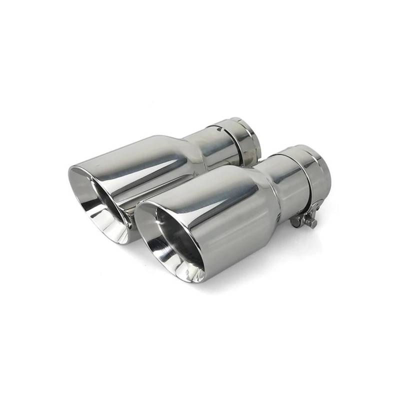 Autoschalldämpfer 2-teiliges Edelstahl-Universal-Auspuffendrohr, Chrom, Für Ihr Auto Auspuffrohr(ID60 OD101mm) von MASHRGX