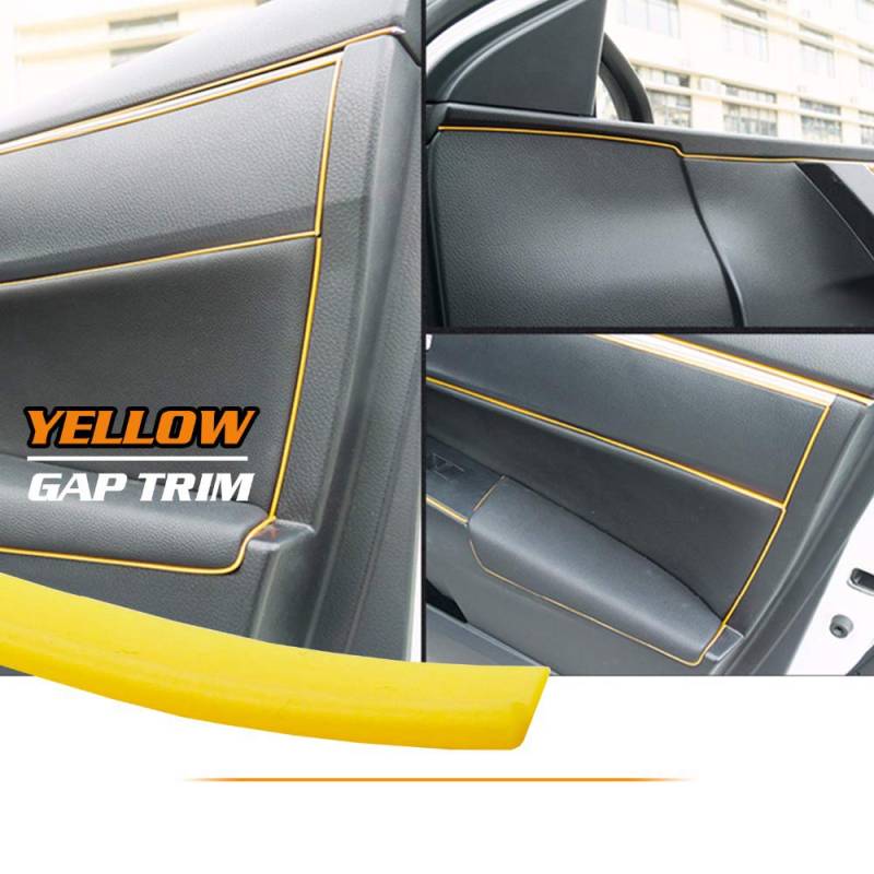 MASO Auto Innenraumleiste Universal Dekoration Nadelstreifenband 5M Gelb ABS 3D Streifen mit Werkzeug von MASO