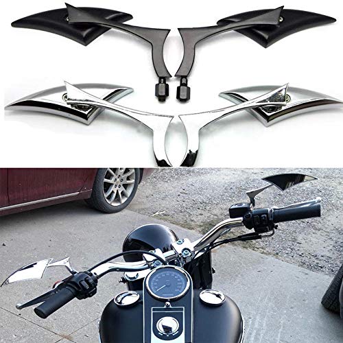MASO Motorrad-Rückspiegel, 8 mm/10 mm, dreieckig, Seitenspiegel, Lenkerendenspiegel, 1 Paar – Chrom-Silber von MASO