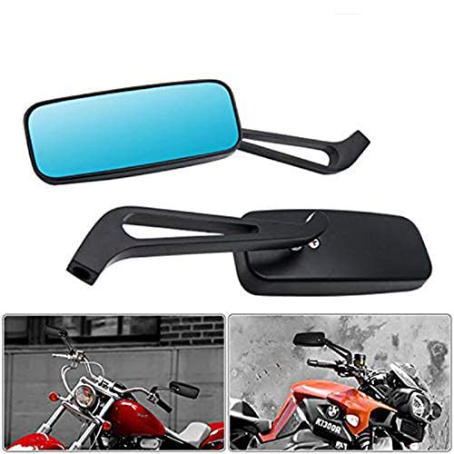 MASO Universal-Motorrad-Außenspiegel, 8 mm/10 mm, 1 Paar, rechteckig, Rückspiegel, Lenkerendspiegel, Scooter-Spiegel, Schwarz von MASO