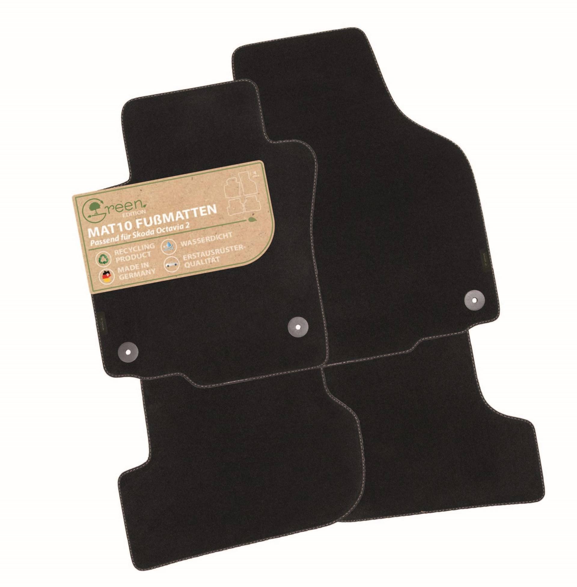 MAT10 Green Edition – Auto-Fußmatten passend für Skoda Octavia 2 (BJ 03/2007-01/2013, Typ 1Z) | nachhaltiges Velours | Automatten-Set, 4-teilig | Made in Germany, Erstausrüsterqualität von MAT10