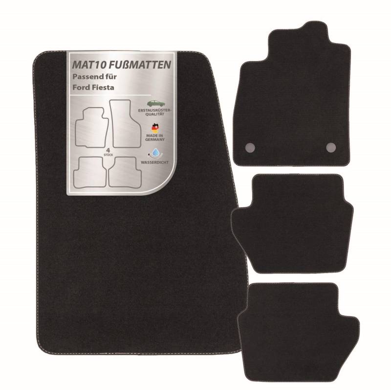 MAT10 – Auto-Fußmatten passend für Ford Fiesta (BJ 07/2017-06/2023, 5-Türer) aus Velours| 4-teiliges Automatten Set | langlebige Erstausrüsterqualität, Made in Germany, Schwarz von MAT10