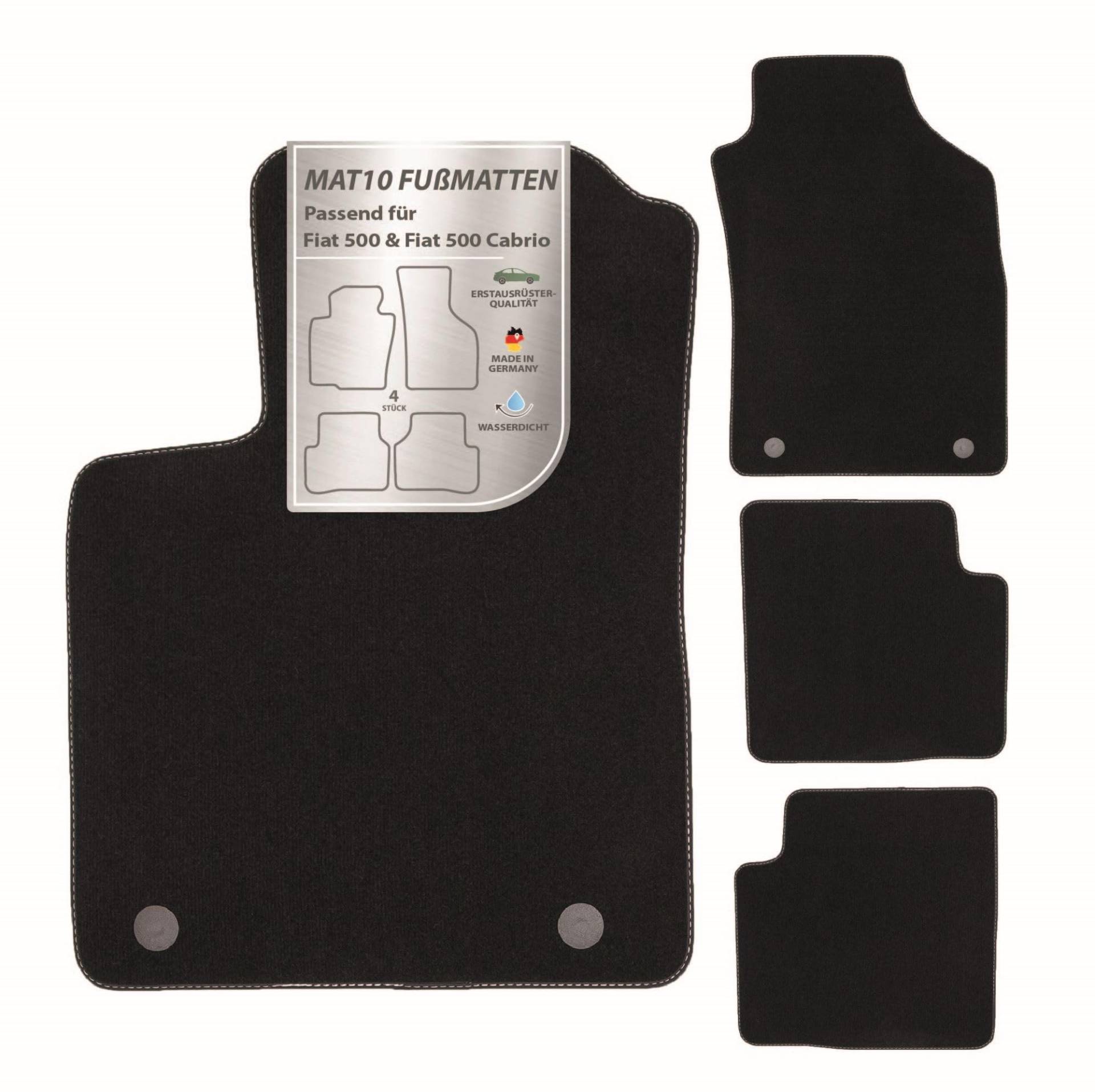 MAT10 – Auto-Fußmatten passend für FIAT 500 & FIAT 500 Cabrio (BJ 07/2015-09/2020) aus Velours| 4-teiliges Automatten Set | langlebige Erstausrüsterqualität, Made in Germany MAT10 – Auto-Fußmatten passend für FIAT 500 & FIAT 500 Cabrio (BJ 07/2015-09/2020) aus Velours| 4-teiliges Automatten Set | langlebige Erstausrüsterqualität, Made in Germany von MAT10