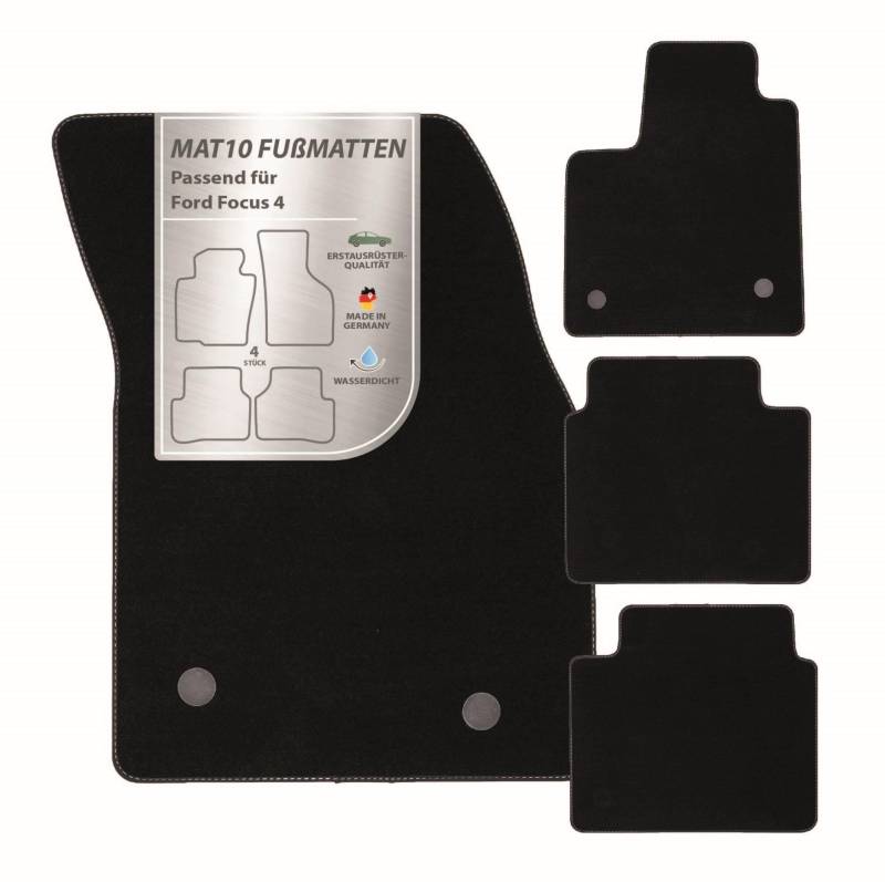 MAT10 – Auto-Fußmatten passend für Ford Focus 4 (ab BJ 09/2018) aus Velours | 4-teiliges Automatten Set | langlebige Erstausrüsterqualität, Made in Germany, Schwarz von MAT10