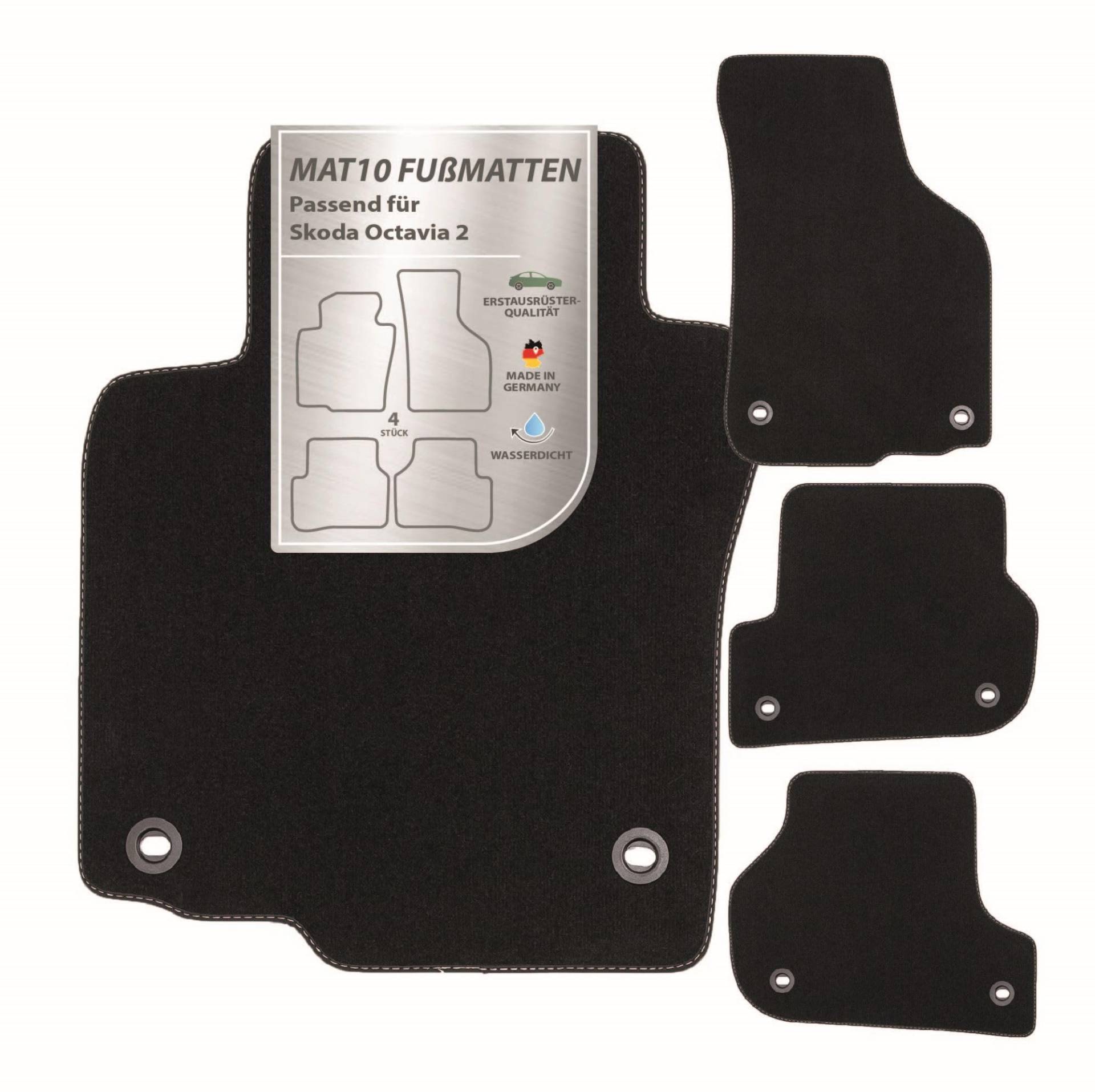 MAT10 – Auto-Fußmatten passend für Skoda Octavia 2 (BJ 06/2004 - 02/2007, Typ 1Z) aus Velours | 4-teiliges Automatten Set | langlebige Erstausrüsterqualität, Made in Germany MAT10 – Auto-Fußmatten passend für Skoda Octavia 2 (BJ 06/2004 - 02/2007, Typ 1Z) aus Velours | 4-teiliges Automatten Set | langlebige Erstausrüsterqualität, Made in Germany von MAT10