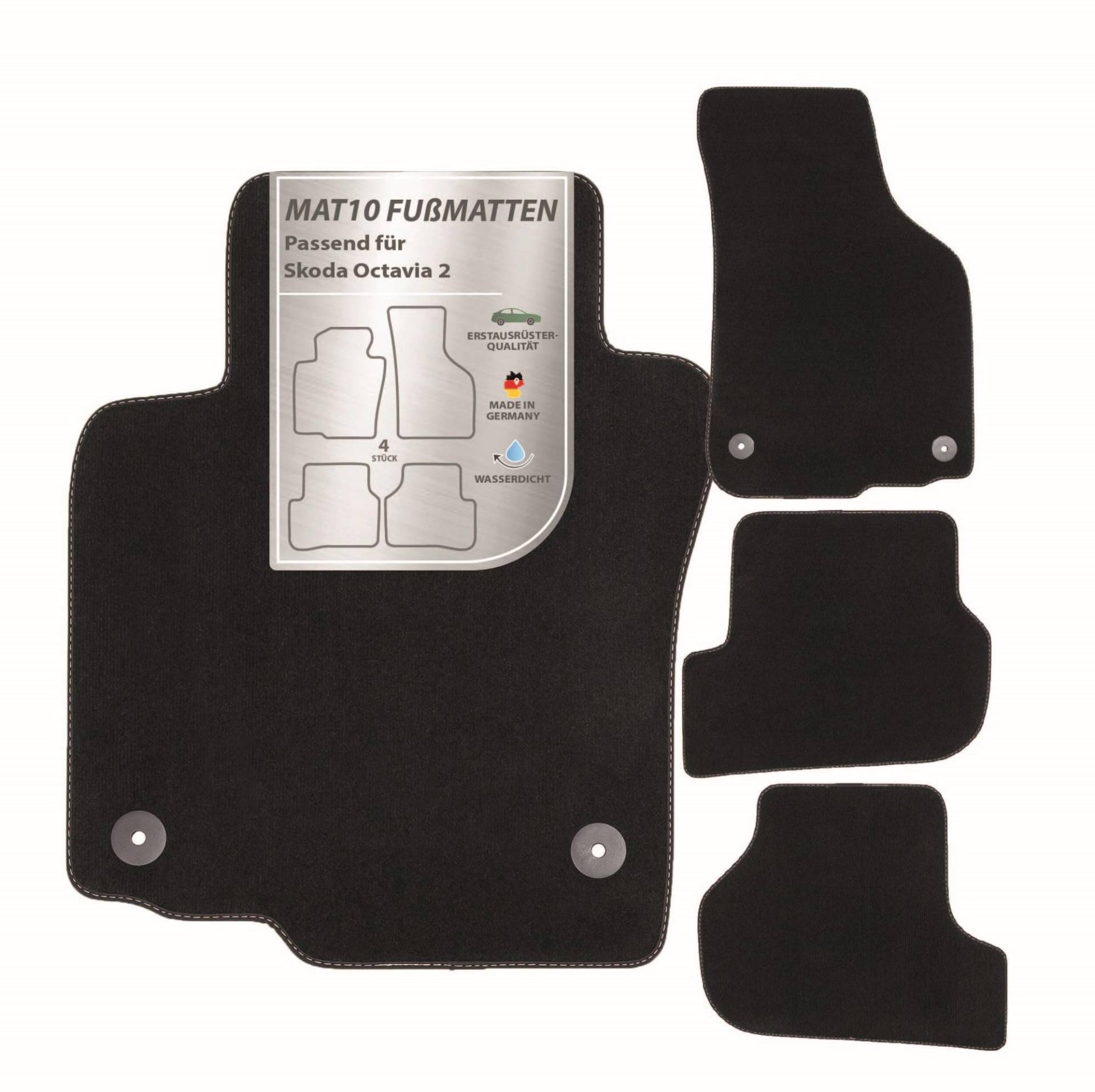 MAT10 – Auto-Fußmatten passend für Skoda Octavia 2 (BJ 03/2007 - 01/2013, Typ 1Z) aus Velours | 4-teiliges Automatten Set | langlebige Erstausrüsterqualität, Made in Germany MAT10 – Auto-Fußmatten passend für Skoda Octavia 2 (BJ 03/2007 - 01/2013, Typ 1Z) aus Velours | 4-teiliges Automatten Set | langlebige Erstausrüsterqualität, Made in Germany von MAT10