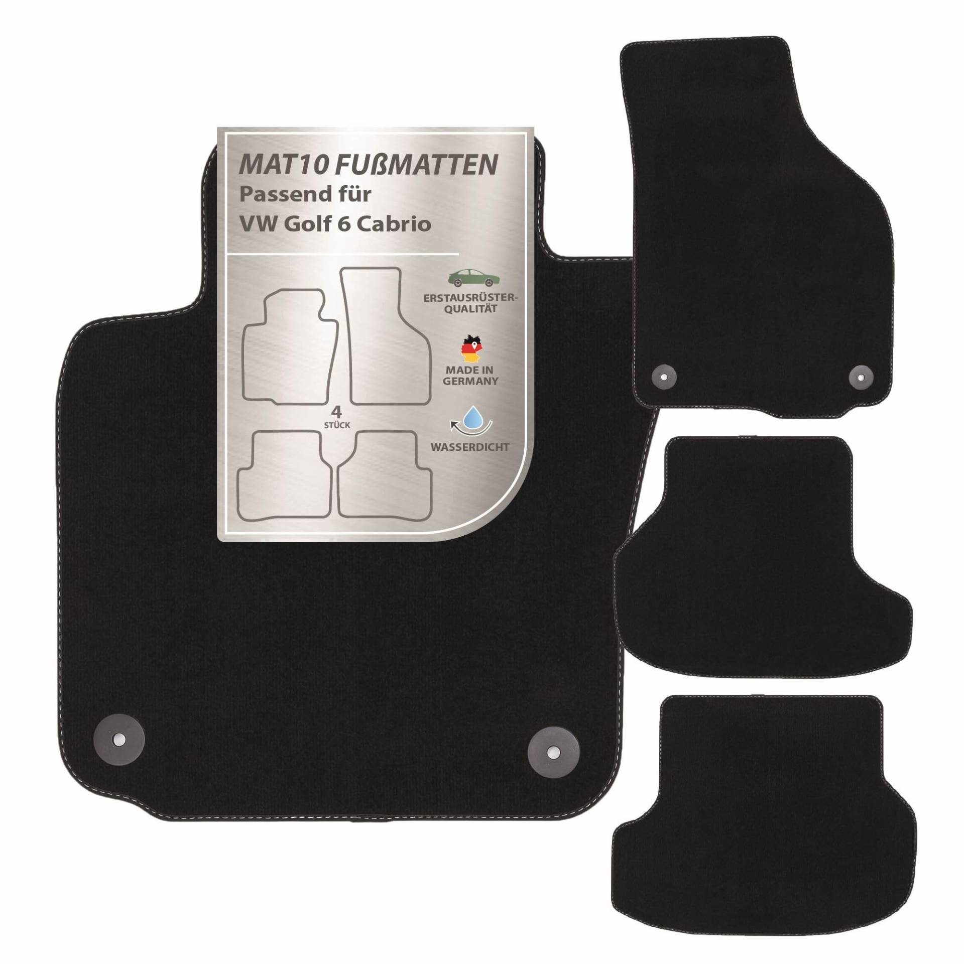 MAT10 – Auto-Fußmatten passend für VW Golf 6 Cabrio (BJ 06/2011 - 03/2016, Typ 5K1) aus Velours | 4-teiliges Automatten Set | langlebige Erstausrüsterqualität, Made in Germany MAT10 – Auto-Fußmatten passend für VW Golf 6 Cabrio (BJ 06/2011 - 03/2016, Typ 5K1) aus Velours | 4-teiliges Automatten Set | langlebige Erstausrüsterqualität, Made in Germany von MAT10
