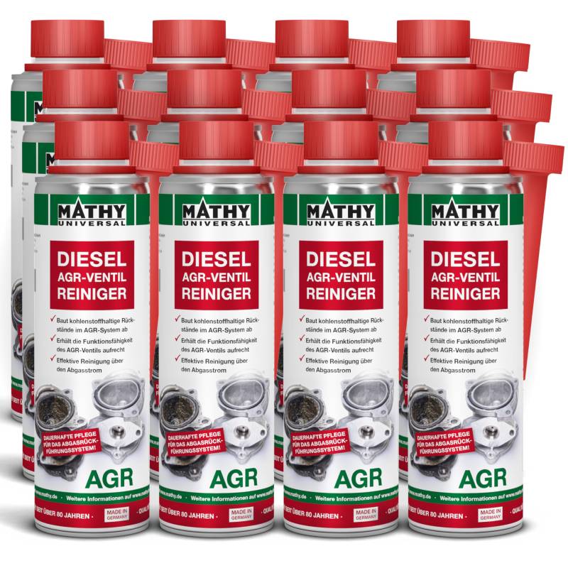 MATHY-AGR Reiniger Diesel - Diesel Systemreiniger für Dieselmotoren mit Abgasrückführungsventil - AGR-Ventil Reiniger - Diesel Additiv, 12 x 300 ml von MATHY