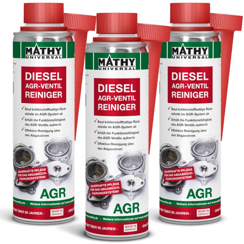 MATHY-AGR Reiniger Diesel - Diesel Additiv für Dieselmotoren mit Abgasrückführungsventil - AGR-Ventil Reiniger - Diesel Systemreiniger, 3 x 300 ml von MATHY