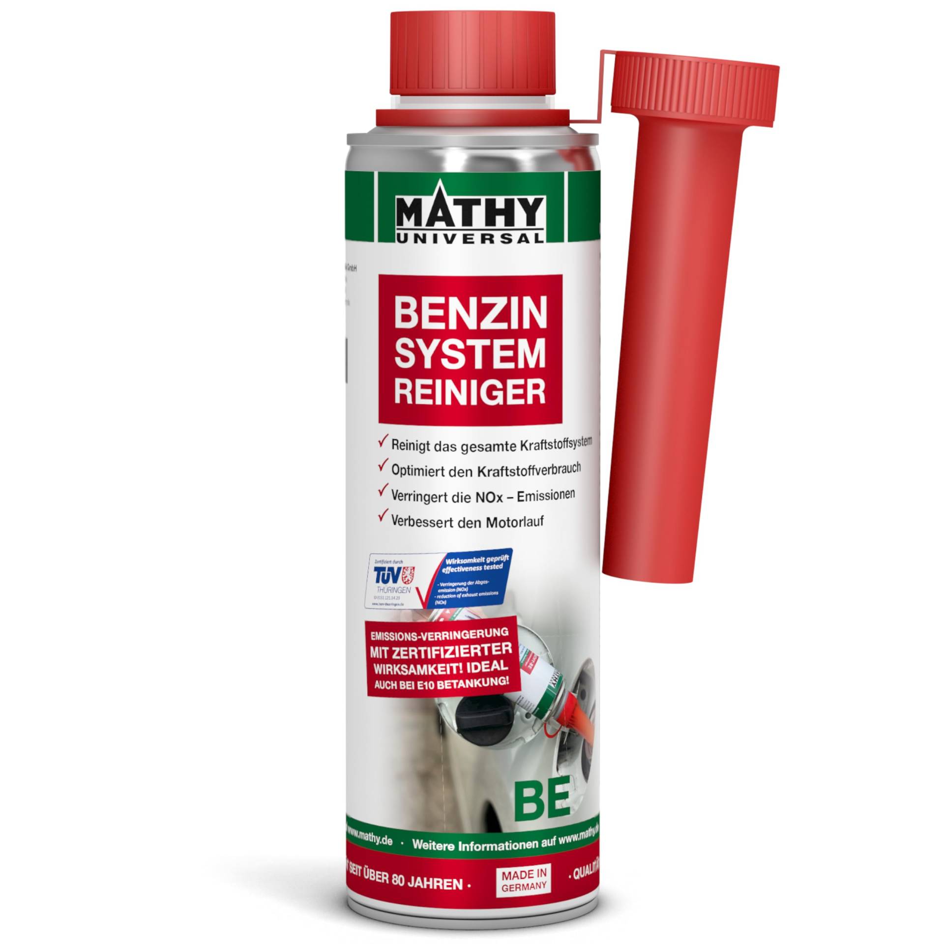 MATHY-BE Benzin System Reiniger - Benzin Additiv - Ventil-Reiniger - Benzin Zusatz - Zertifizierter Benzin Reiniger, 250 ml von MATHY